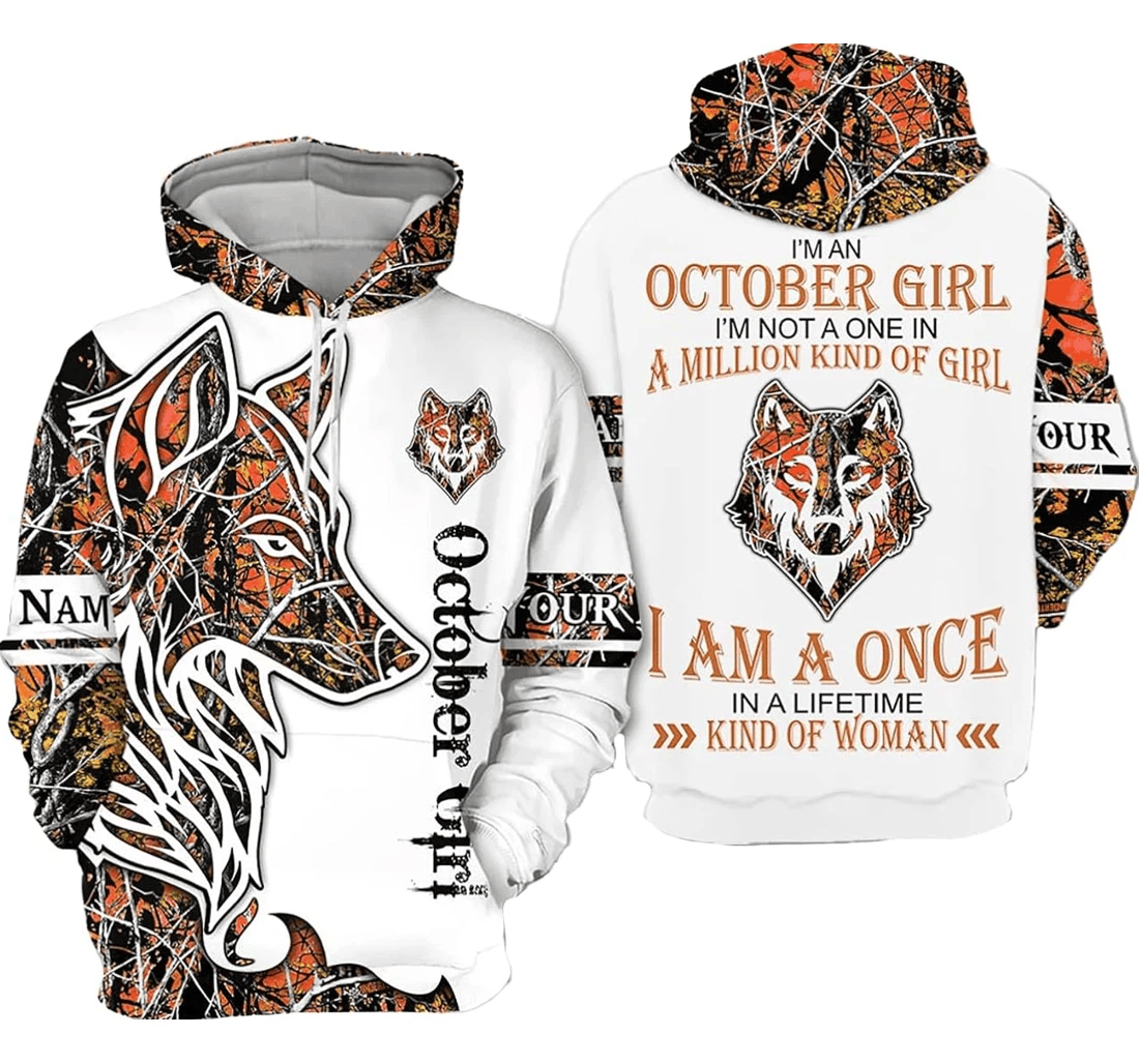 Personalized Wolf Hunting Birthday Christmas - 3D Printed Pullover Hoodie