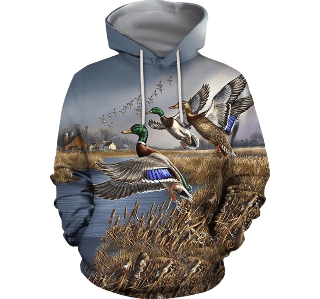 Personalized Duck Hunting Birthday Christmas Hunting - 3D Printed Pullover Hoodie