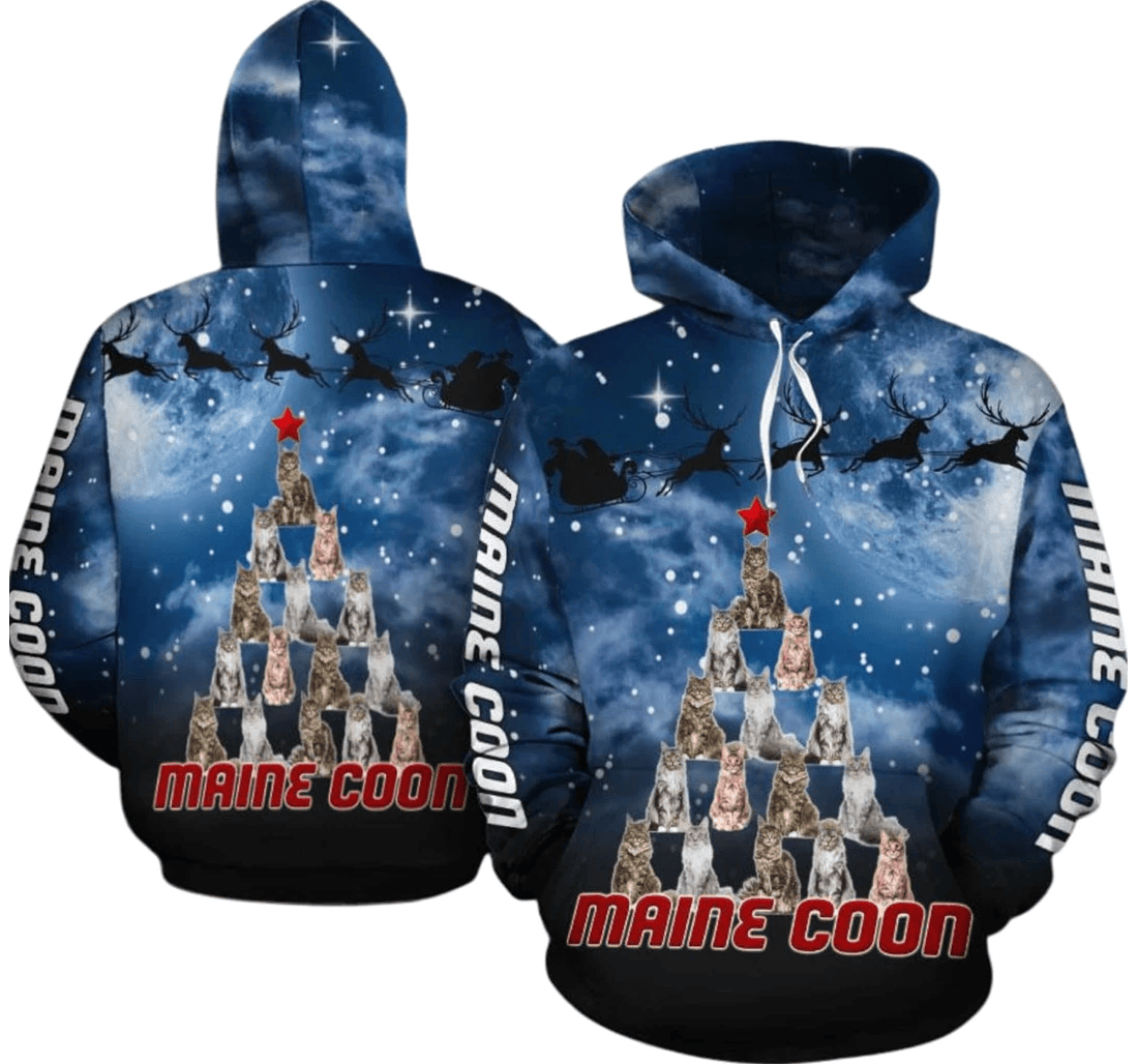 Personalized Blue Pet Christmas Tree Birthday Christmas - 3D Printed Pullover Hoodie