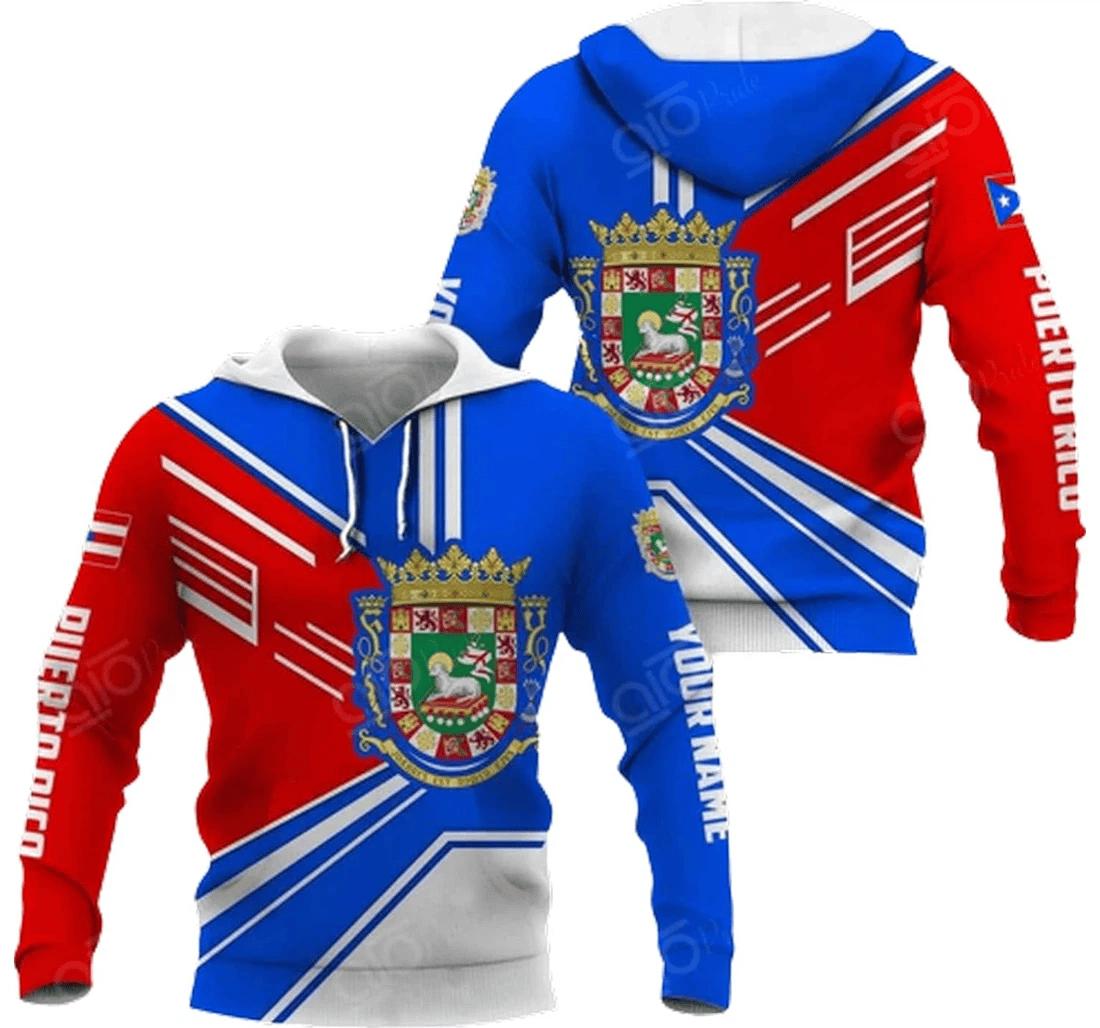 Personalized Puerto Rico Pattern Family - 3D Printed Pullover Hoodie