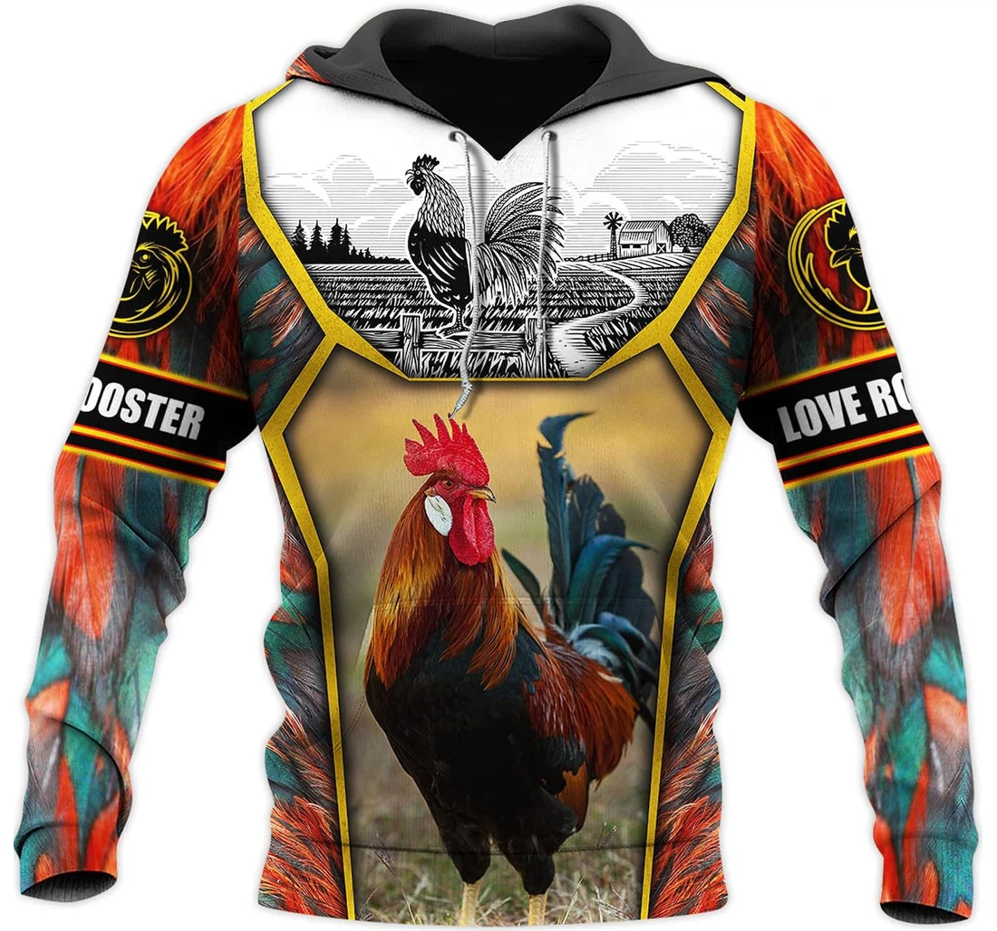 Personalized Beautiful Rooster Pattern Family - 3D Printed Pullover Hoodie