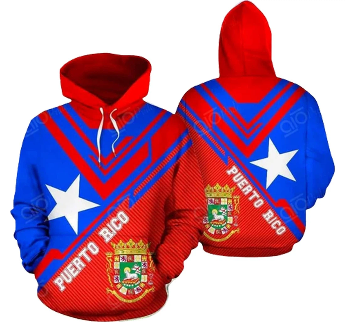 Personalized Puerto Rico Pattern Family - 3D Printed Pullover Hoodie