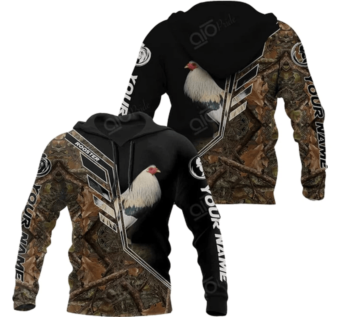Personalized Rooster Wing Forest Camo Pattern Family - 3D Printed Pullover Hoodie