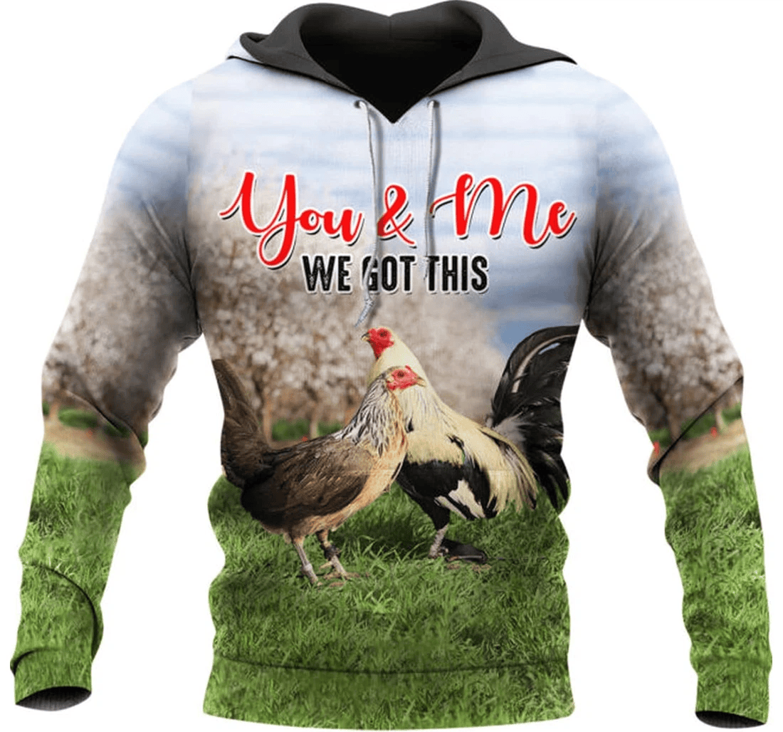 Personalized Couple Chicken You Me Family - 3D Printed Pullover Hoodie
