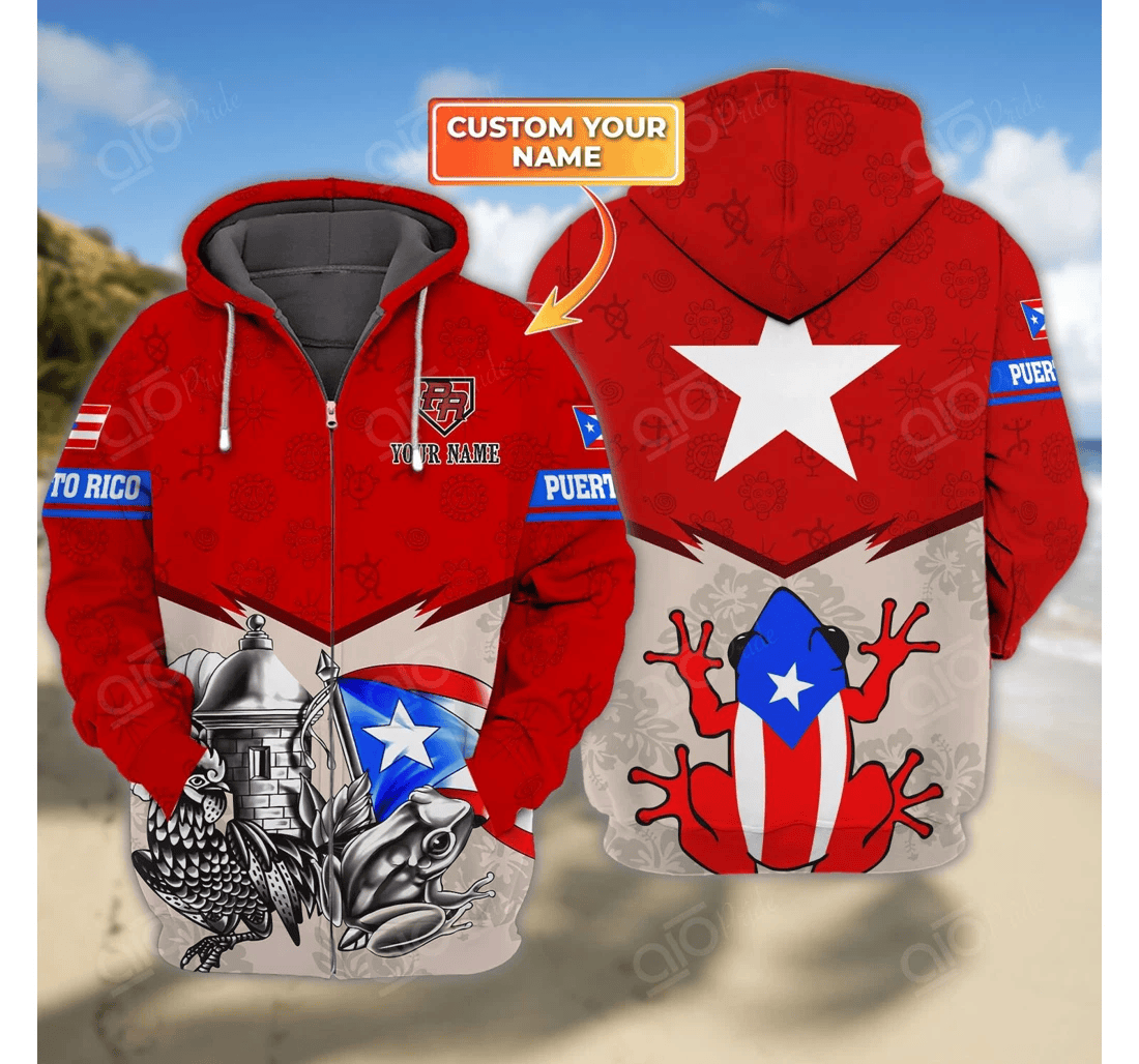 Personalized Puerto Rico Personalized Name - 3D Printed Pullover Hoodie