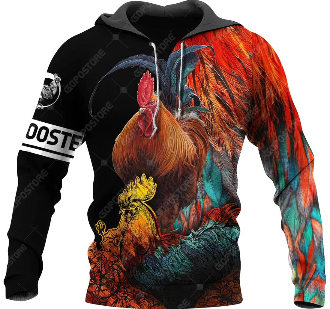 Personalized Beautiful Rooster Pattern Family - 3D Printed Pullover Hoodie