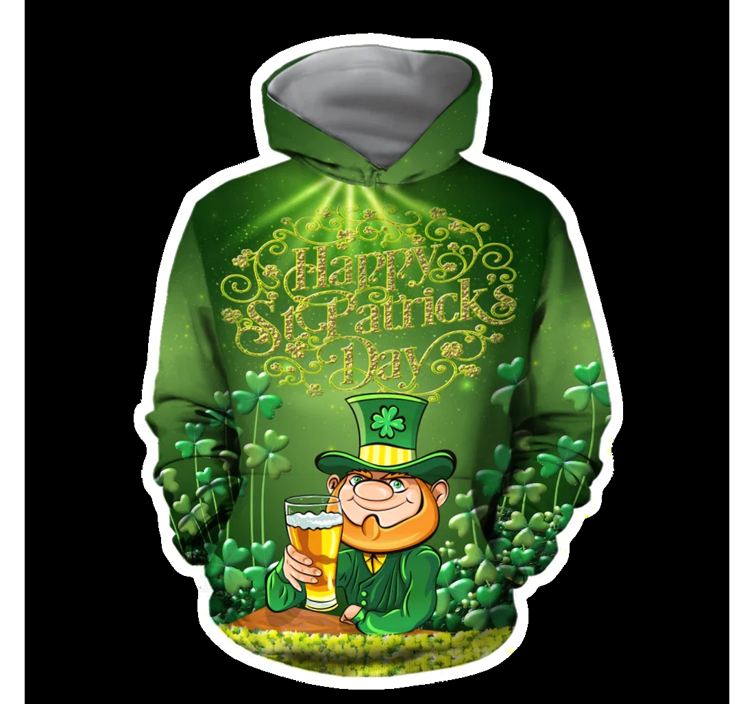 Personalized Happy St Patrick's Day Let Day Drink Beer - 3D Printed Pullover Hoodie