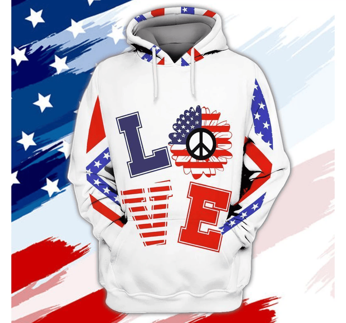 Personalized Th Of July Independence Day Love America Peace - 3D Printed Pullover Hoodie