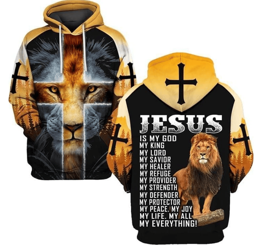 Personalized Jesus Is My God King Lord Savior My Everything Lion Sweater - 3D Printed Pullover Hoodie