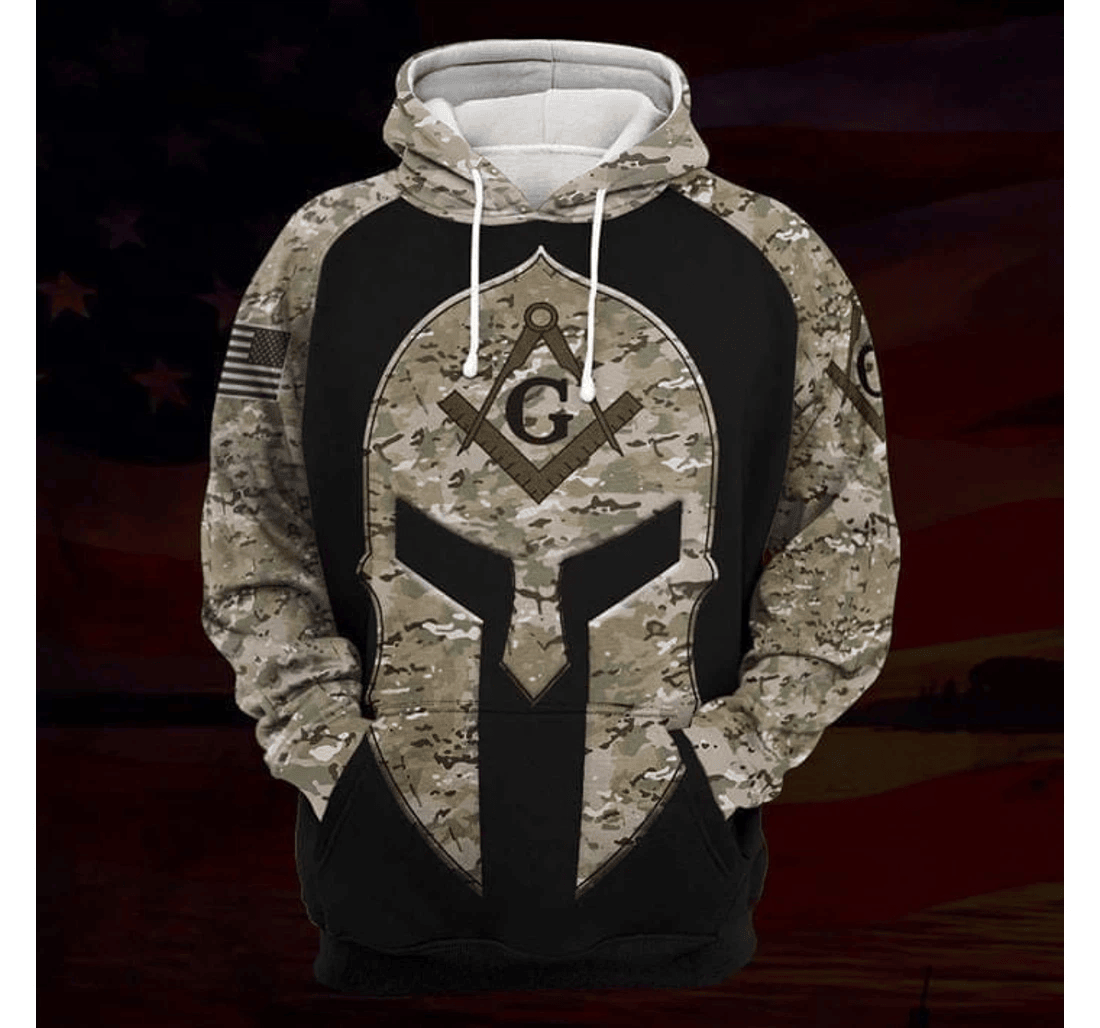 Personalized Knight Camo Pattern Freemasonry Sweater - 3D Printed Pullover Hoodie