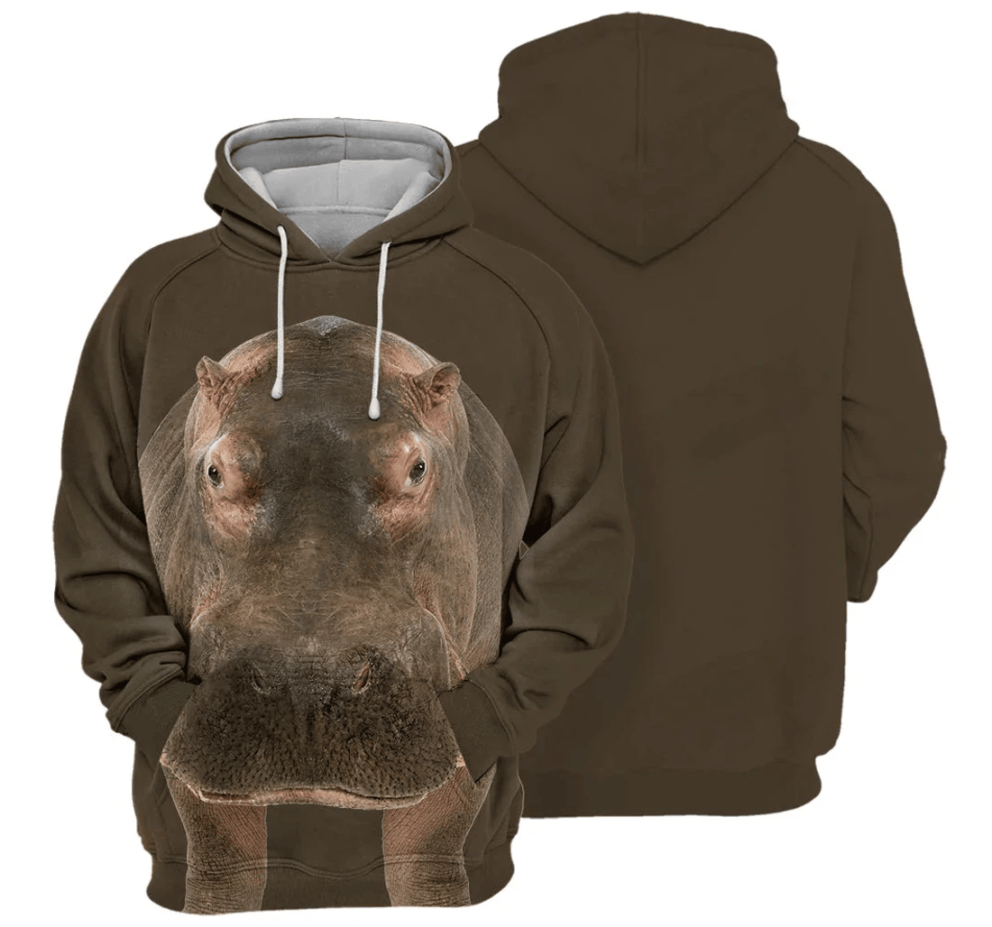 Personalized Hippo - 3D Printed Pullover Hoodie
