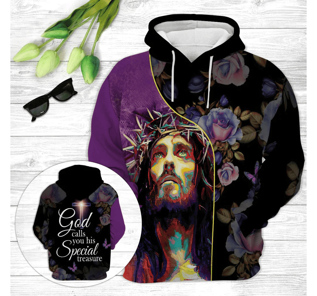 Personalized Jesus Rose God Calls You His Special Treasure - 3D Printed Pullover Hoodie