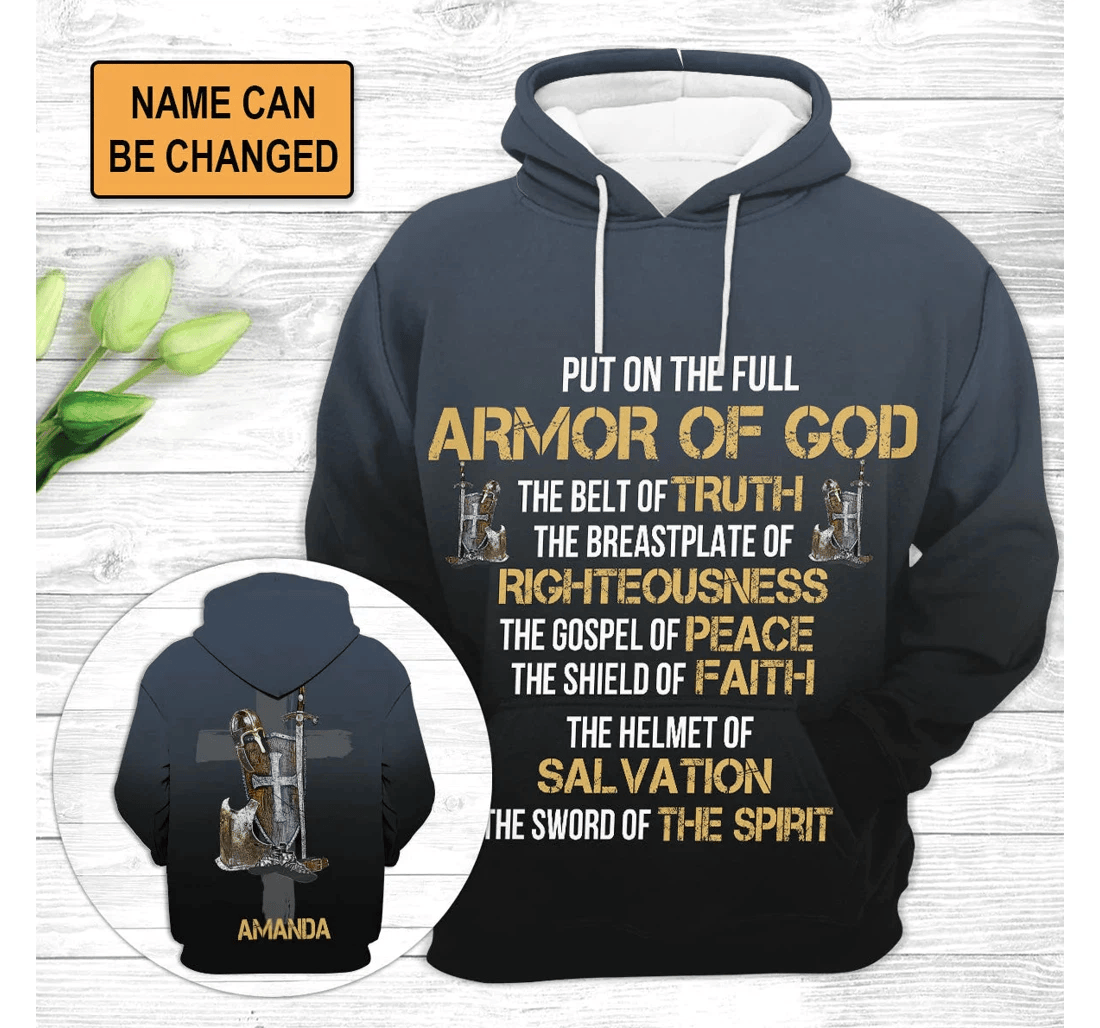 Personalized Put On The Armor Of God Cross Shield Special Personalized - 3D Printed Pullover Hoodie