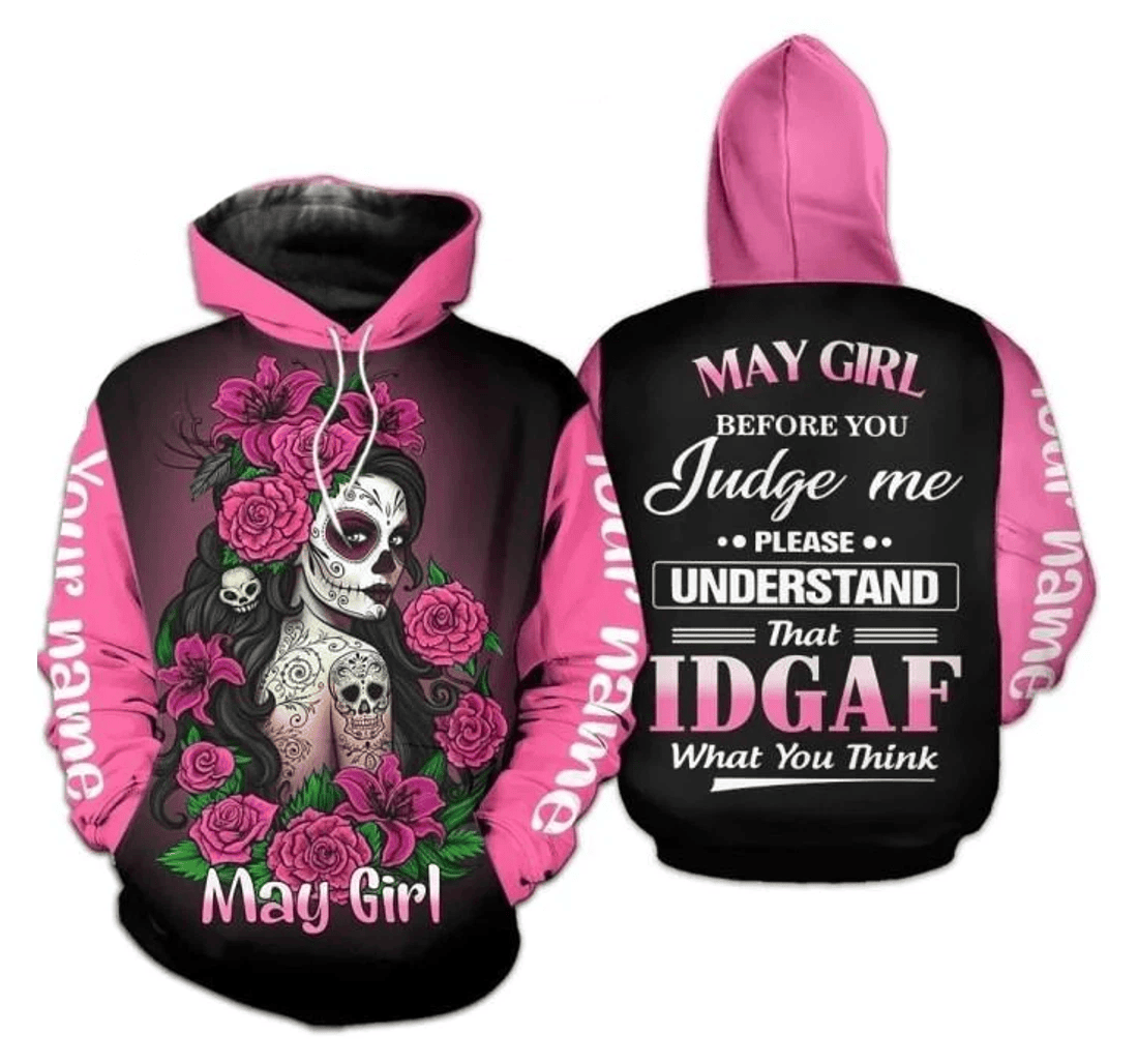 Personalized Custom Personalized Birthday May Girl - 3D Printed Pullover Hoodie