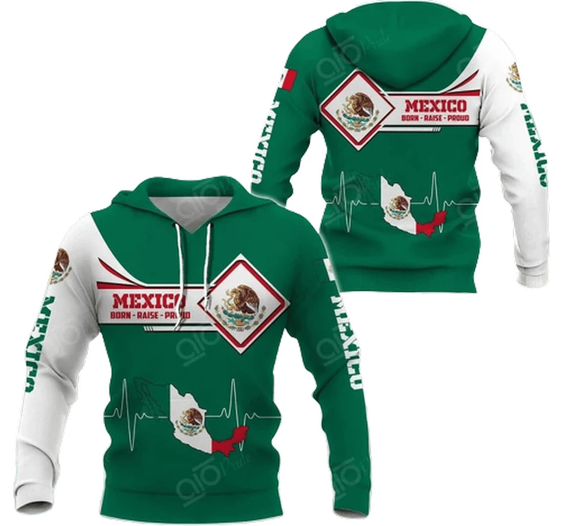 Personalized Mexico Born Raise Pattern Family - 3D Printed Pullover Hoodie