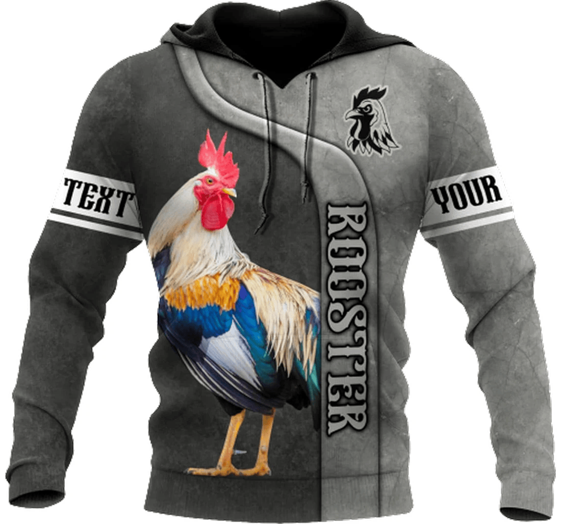 Personalized Rooster Gray Pattern Family - 3D Printed Pullover Hoodie