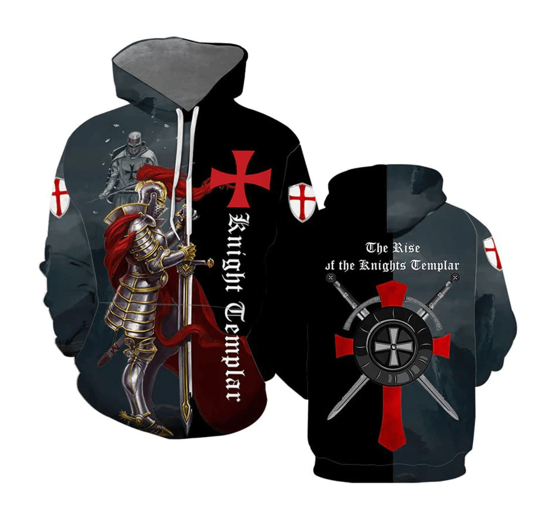 Personalized Knight Templar Knight Templar Knight Knight Lovers Vintage Crew Neck - 3D Printed Pullover Hoodie