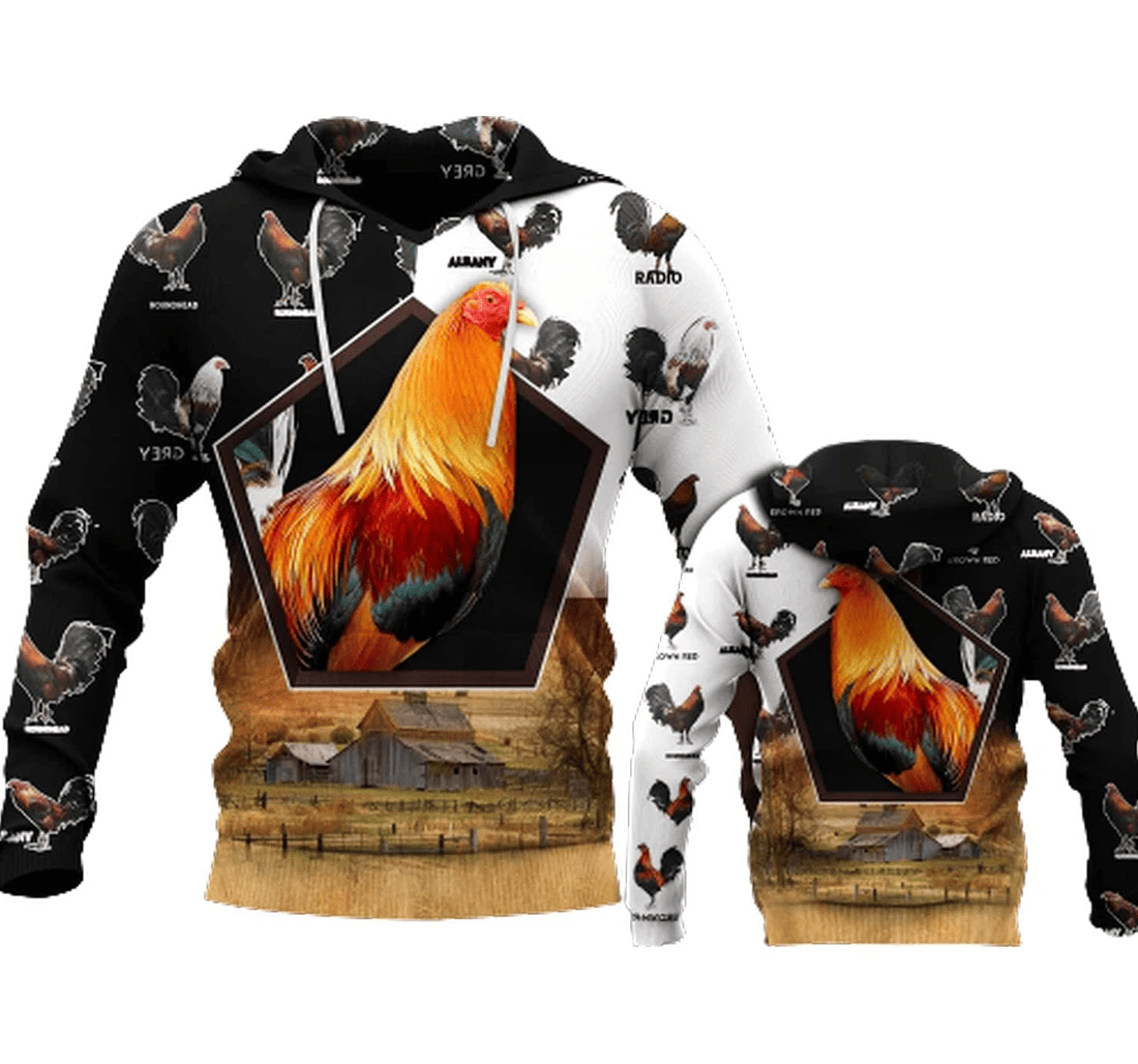 Personalized Rooster Pattern Family - 3D Printed Pullover Hoodie