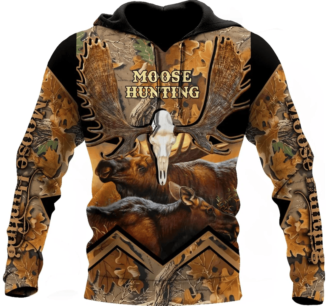 Personalized Moose Hunting Pattern Family - 3D Printed Pullover Hoodie