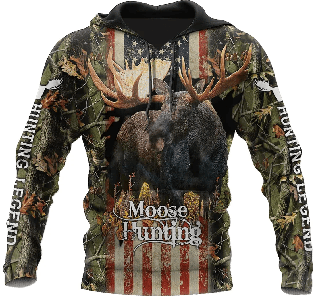 Personalized American Moose Pattern Family - 3D Printed Pullover Hoodie