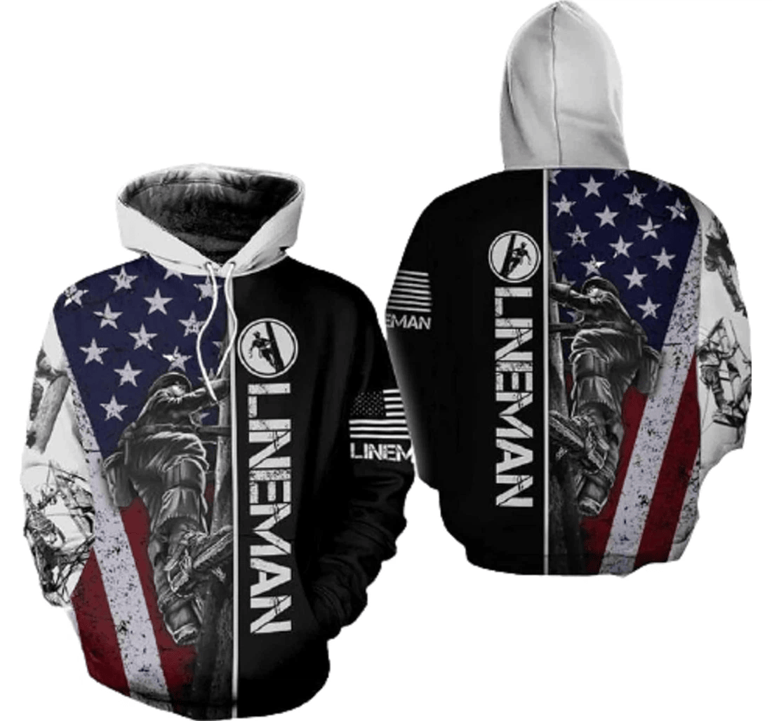 Personalized Lineman Flag Family - 3D Printed Pullover Hoodie