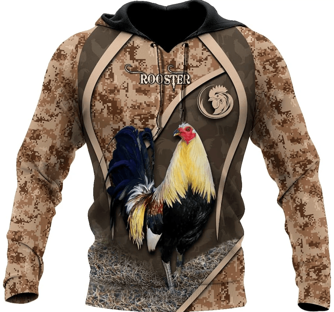 Personalized Brown Rooster Family - 3D Printed Pullover Hoodie