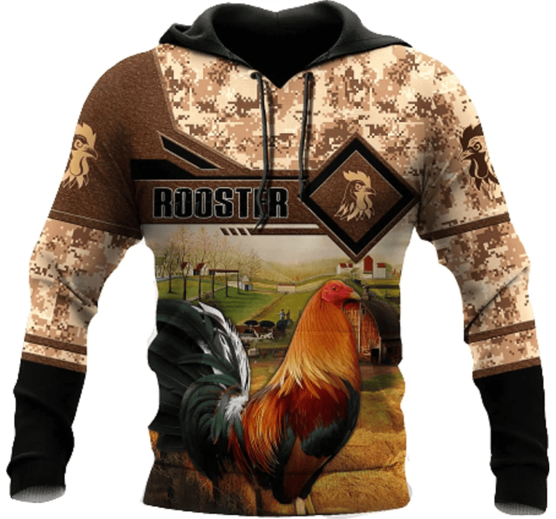 Personalized Rooster Farm Family - 3D Printed Pullover Hoodie