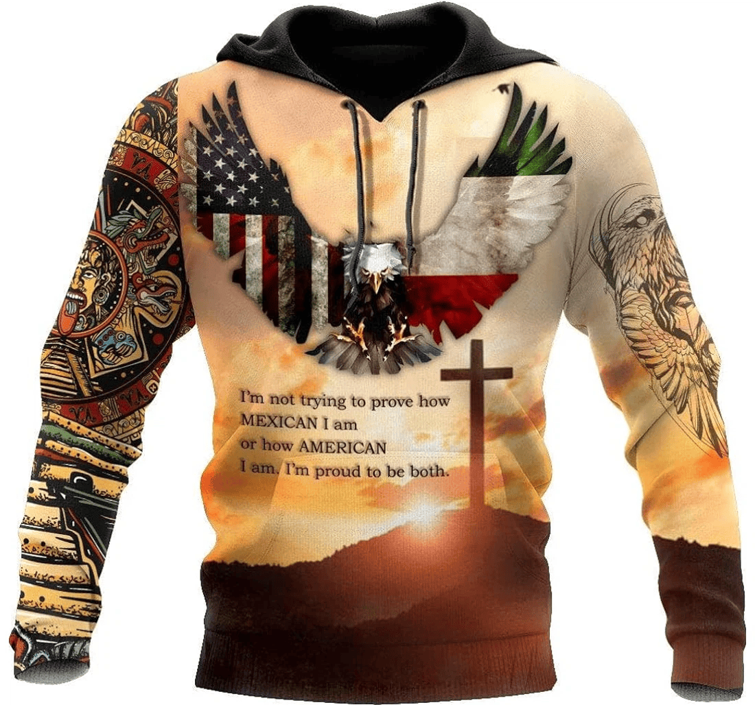 Personalized Eagle Mexico Us Family - 3D Printed Pullover Hoodie