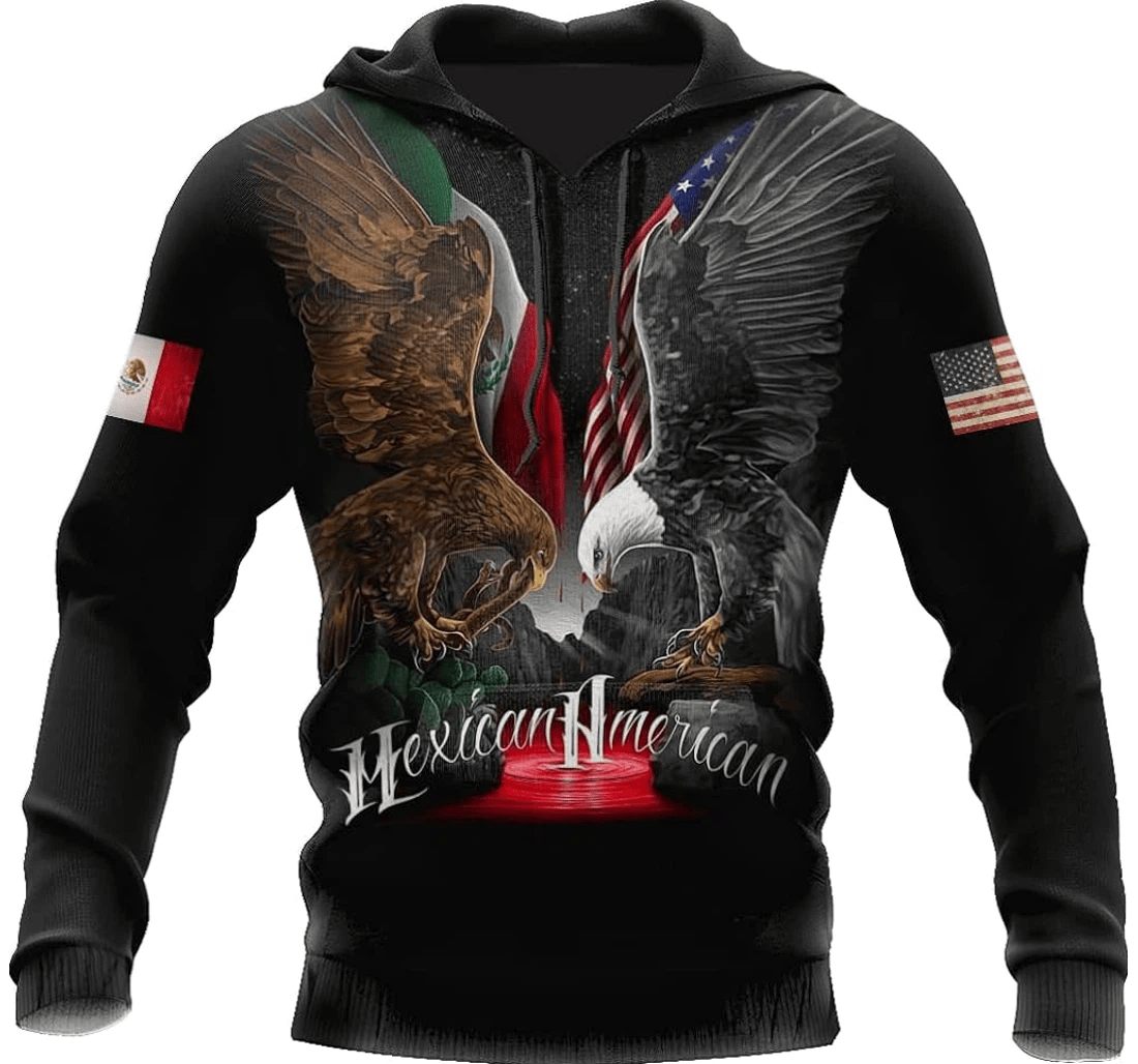 Personalized Eagle Mexico Us Family - 3D Printed Pullover Hoodie