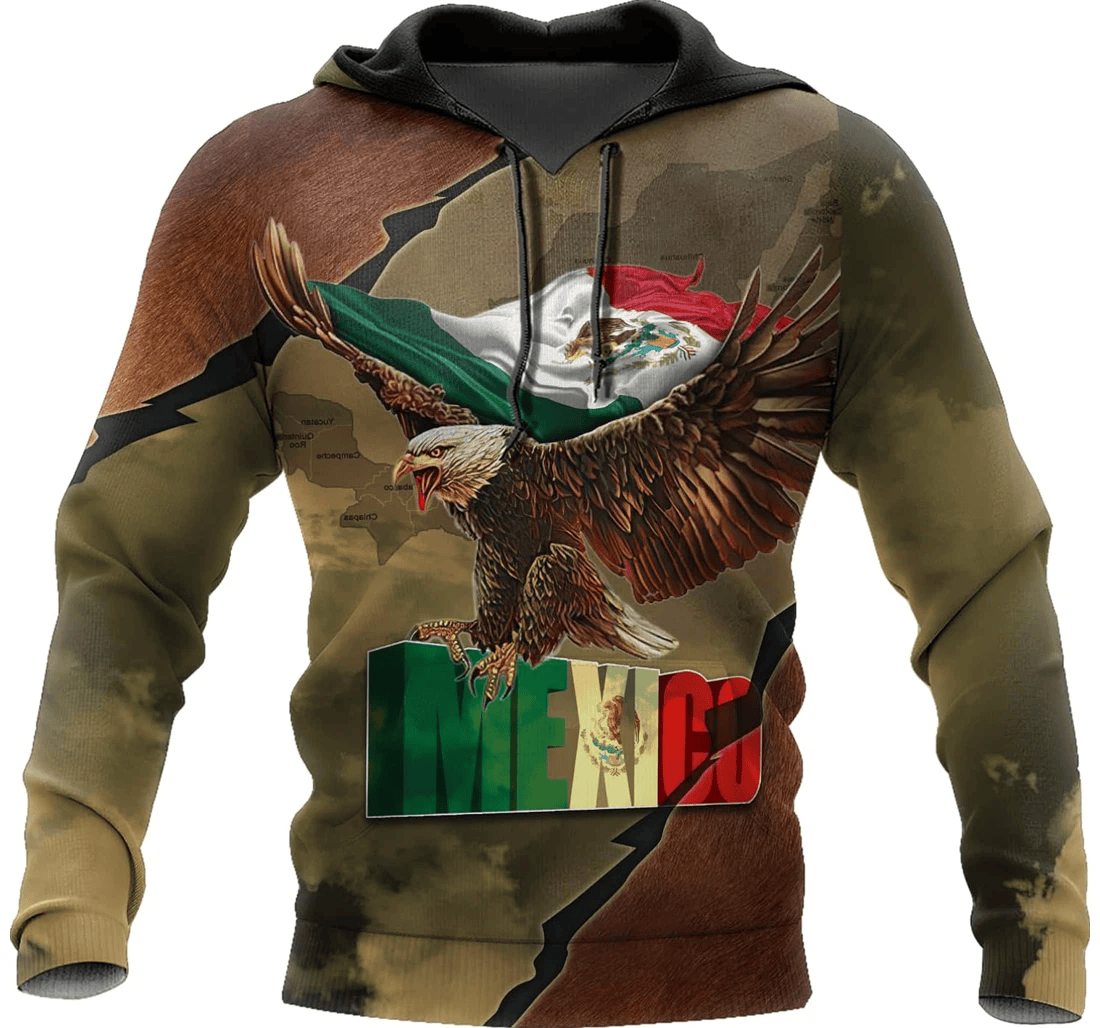 Personalized Eagle Mexico Us Family - 3D Printed Pullover Hoodie