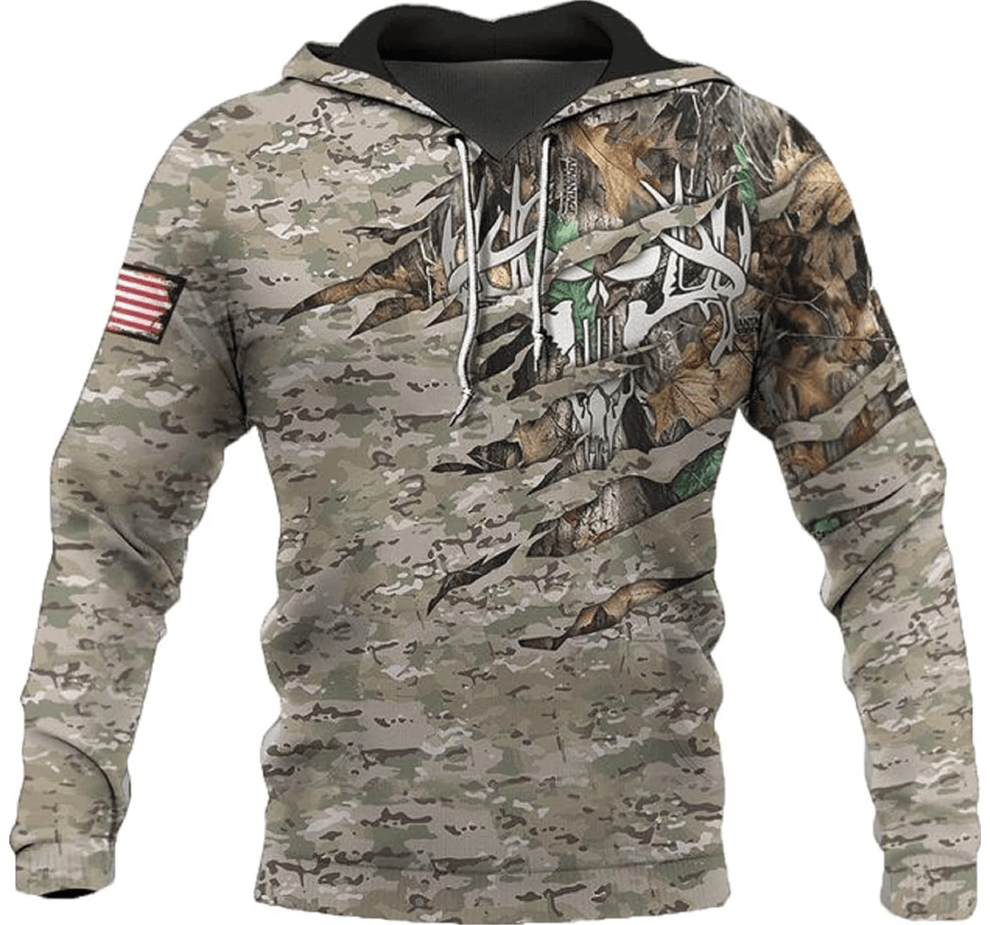 Personalized Camo Deer Hunting Family - 3D Printed Pullover Hoodie