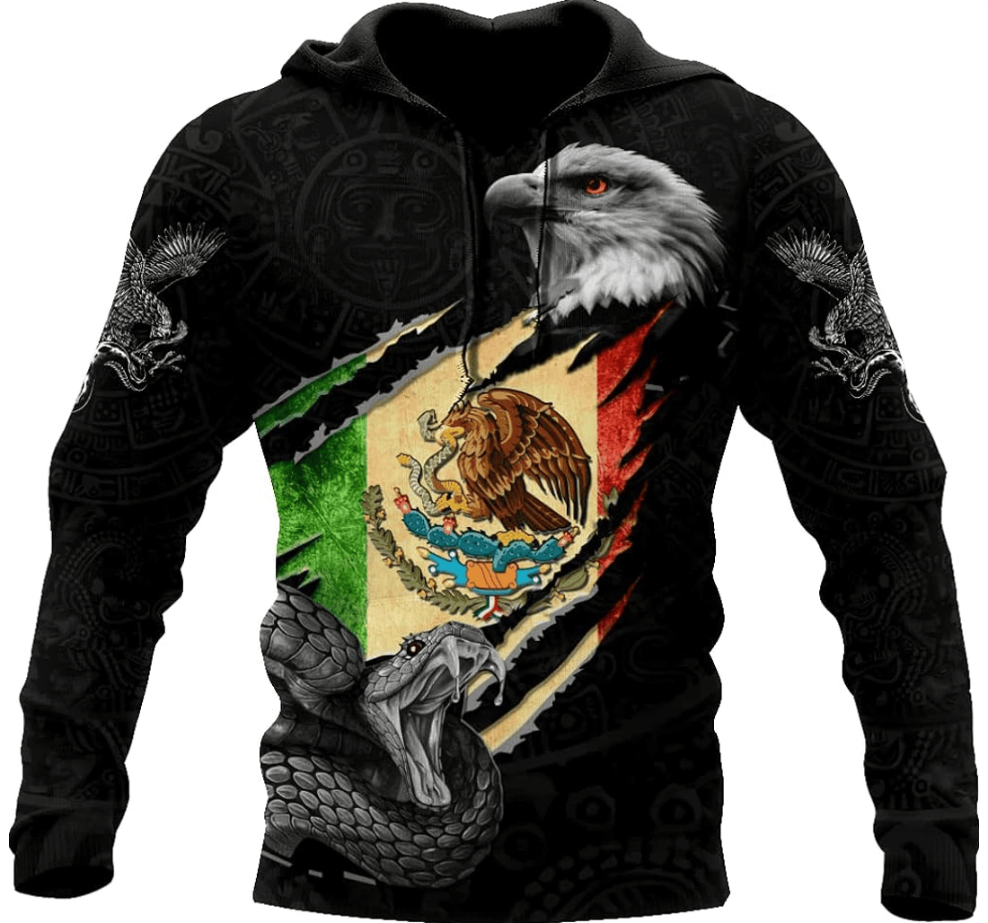 Personalized Eagle Mexico Us Family - 3D Printed Pullover Hoodie