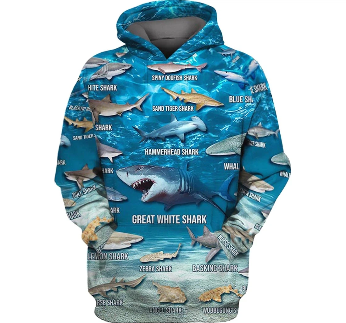 Personalized Collection Of Shark Breed Womens In Winter - 3D Printed Pullover Hoodie