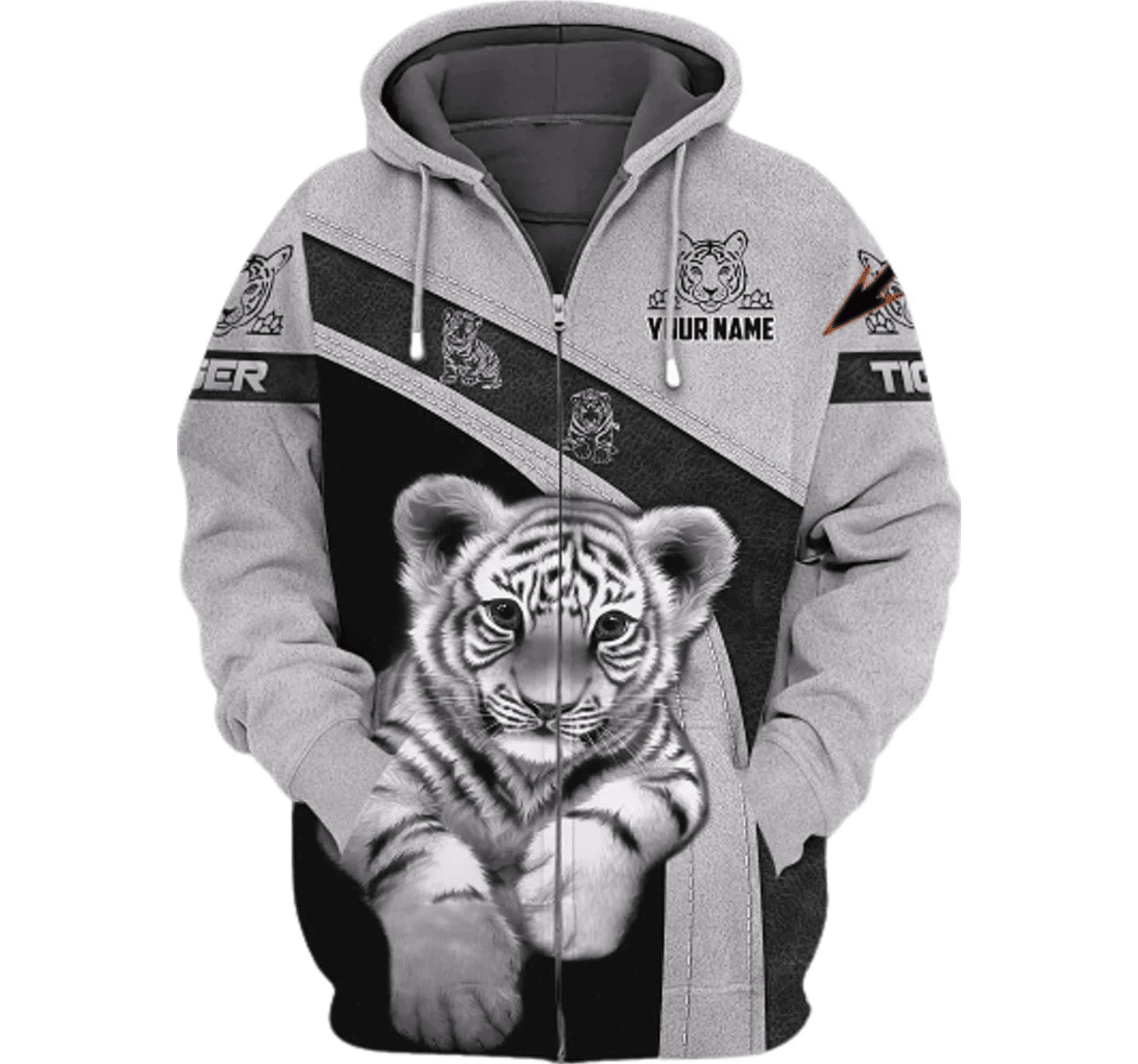 Personalized Tiger Gray Pattern Family - 3D Printed Pullover Hoodie