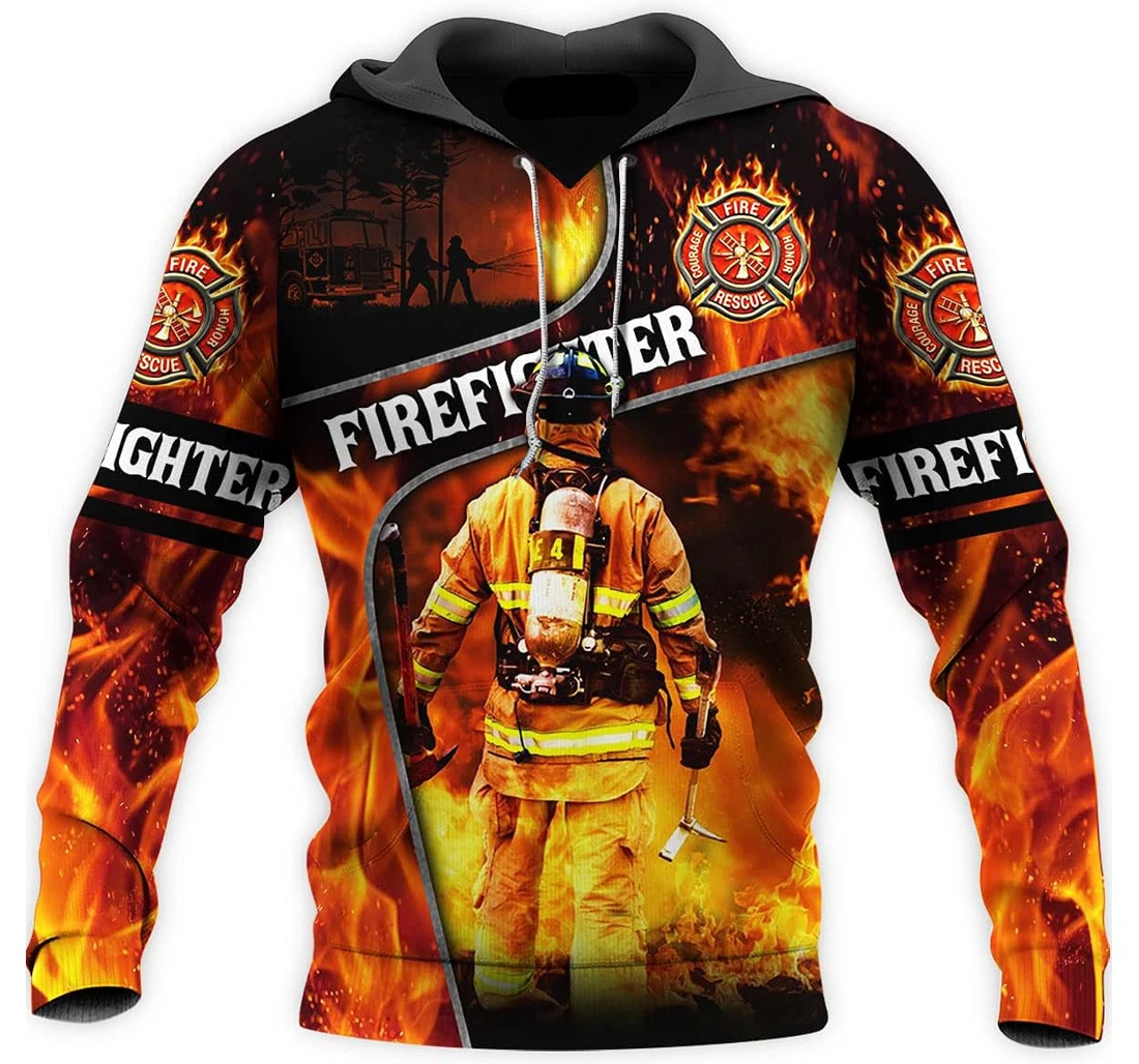 Personalized Firefighter Firefighter Us Family - 3D Printed Pullover Hoodie