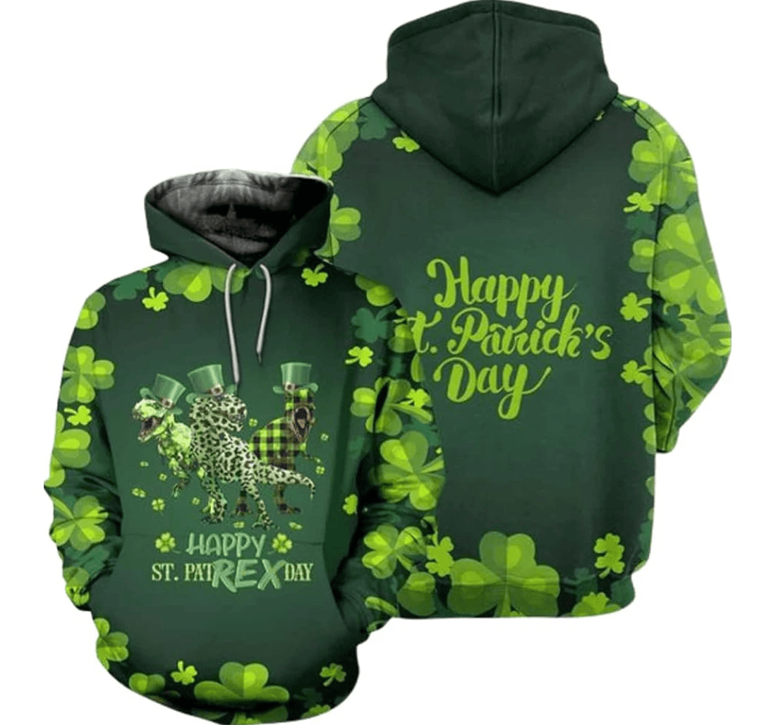 Personalized Happy The Patrex's Day Patrick's Day Dinosaur Xl Xl - 3D Printed Pullover Hoodie