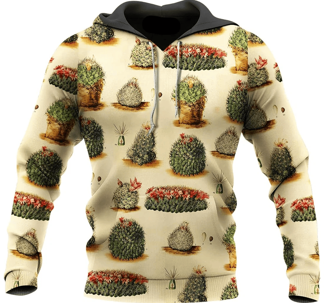 Personalized Vintage Succulent Family - 3D Printed Pullover Hoodie