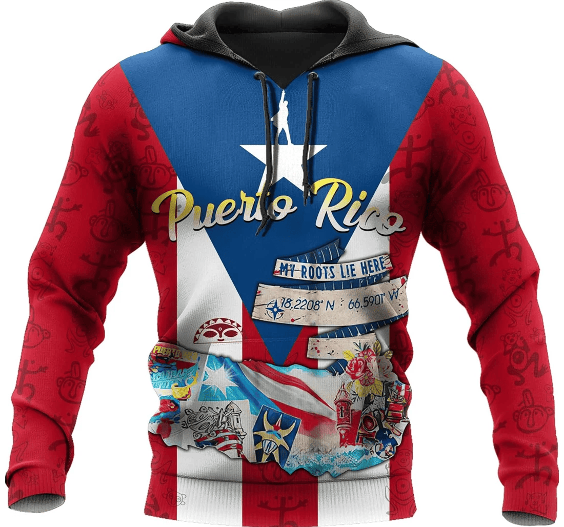 Personalized Puerto Rico Us Family - 3D Printed Pullover Hoodie