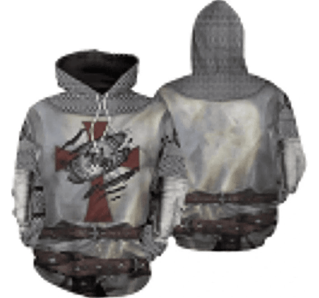 Personalized Warrior Knights Templar Armor Medieval Father Day - 3D Printed Pullover Hoodie