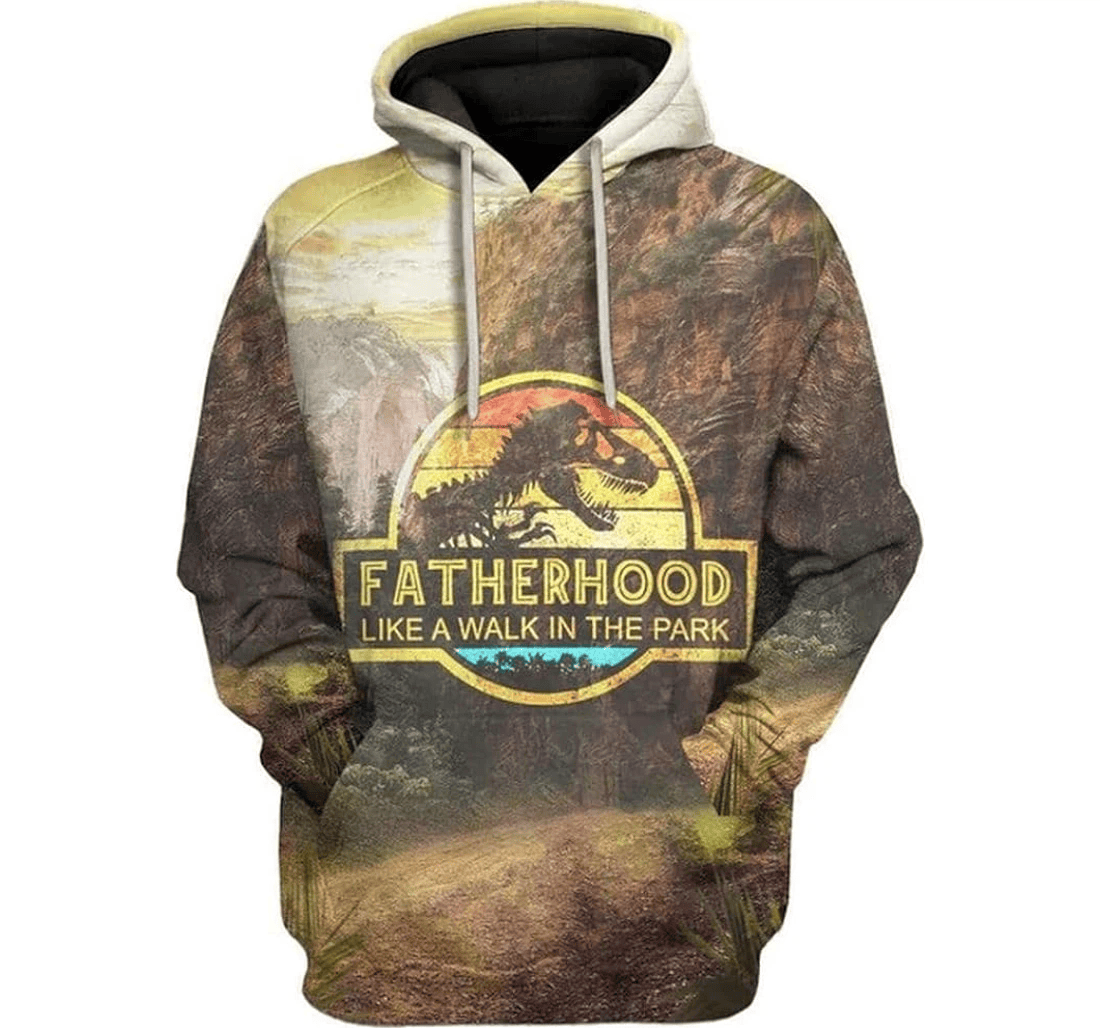 Personalized Father T Rex Fatherhood Like A Walk In The Park Best Father's Day - 3D Printed Pullover Hoodie
