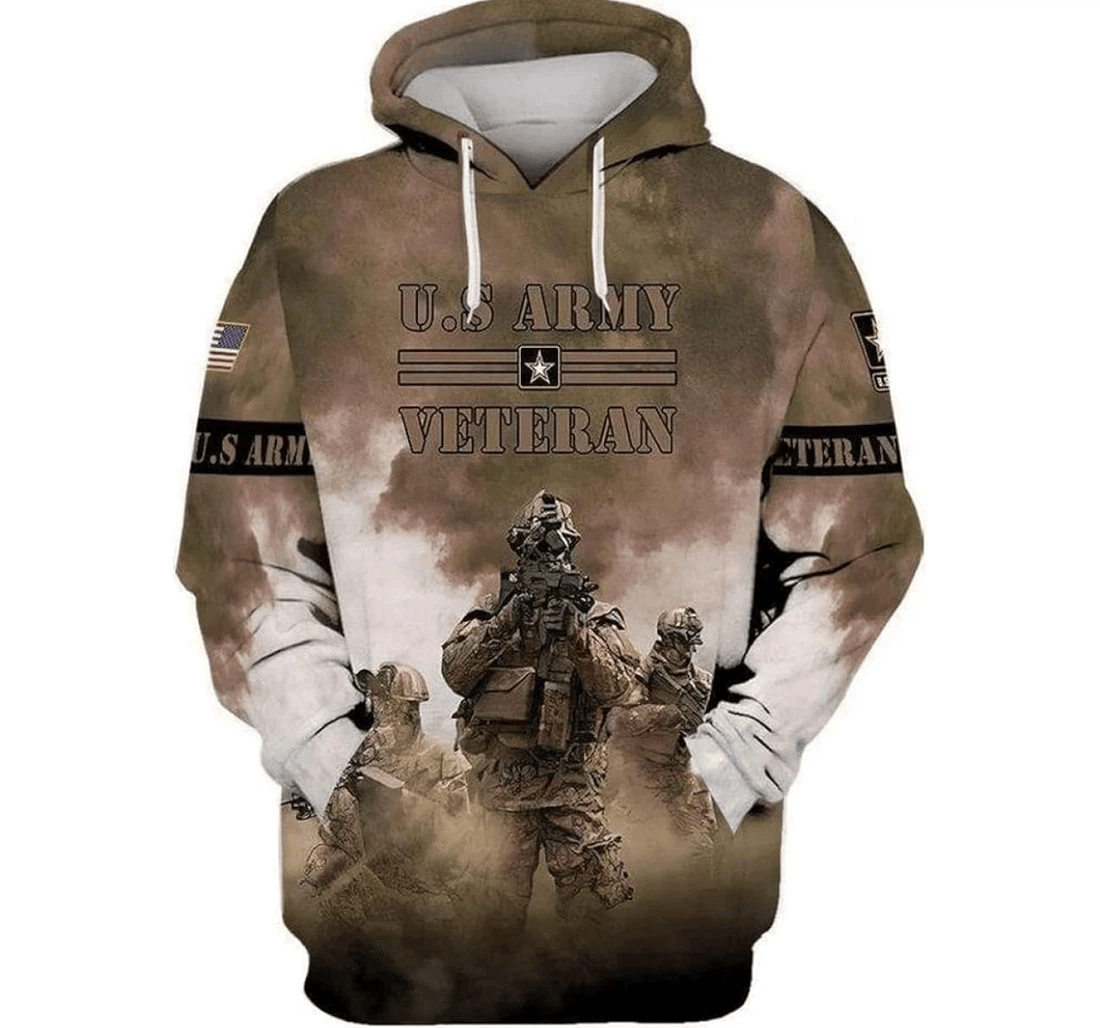 Personalized Soldier Us Arrmy Brown Veteran Father Day - 3D Printed Pullover Hoodie