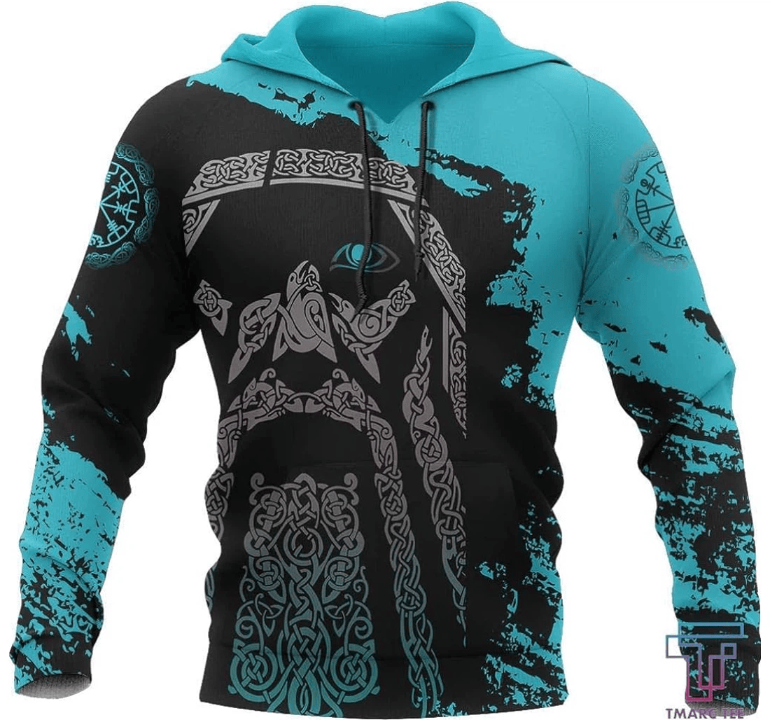 Personalized Viking Odin Wotan Special Blue Viking Tattoo Pattern Odin Asgard Totem Tops - 3D Printed Pullover Hoodie