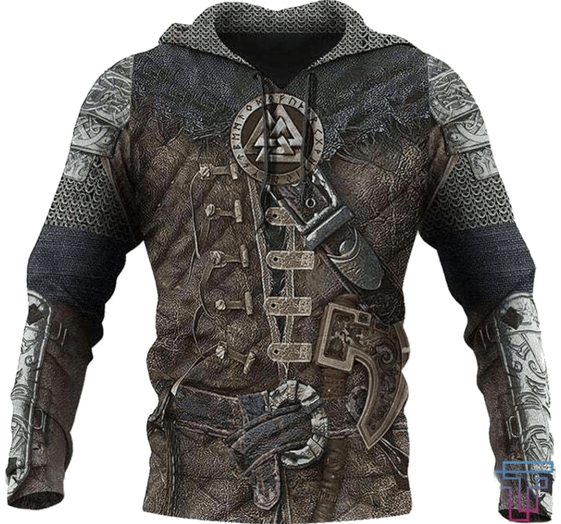 Personalized Viking Warrior Armor Tops Viking Tattoo Pattern Odin Asgard Totem Tops - 3D Printed Pullover Hoodie