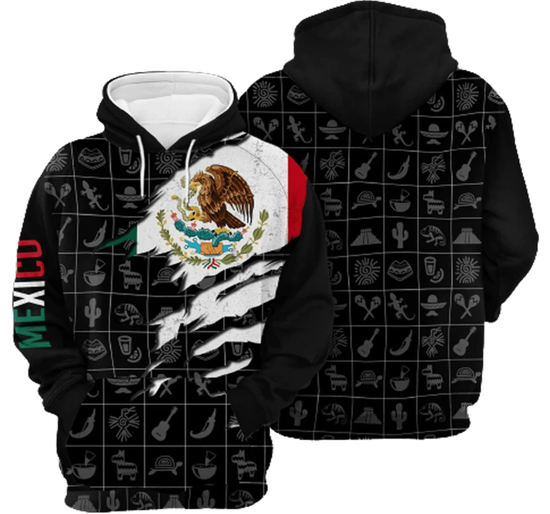 Personalized Eagle Mexico Flag Family - 3D Printed Pullover Hoodie