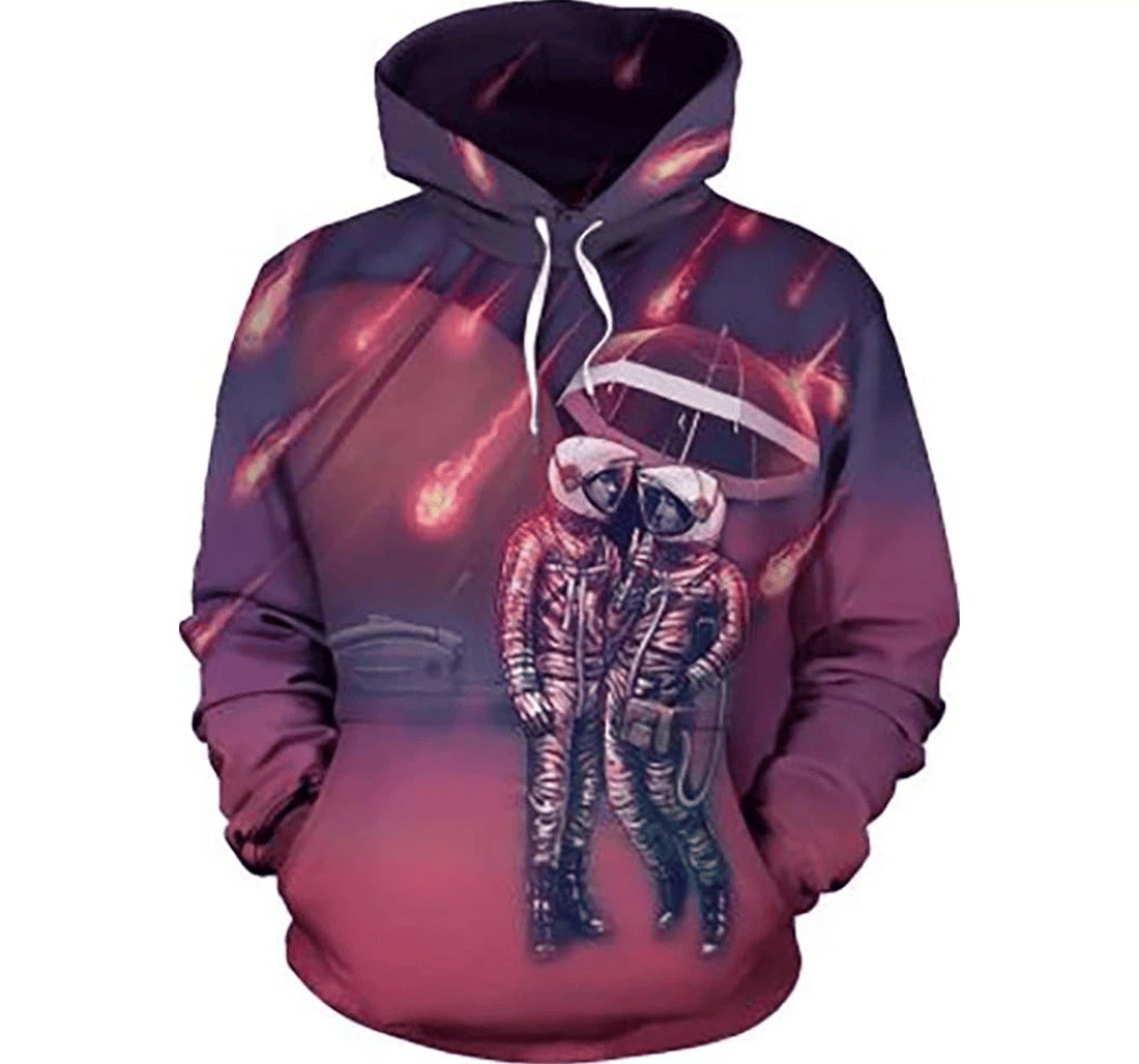 Personalized Vanlentine Couple Astronaut Shootingstar - 3D Printed Pullover Hoodie