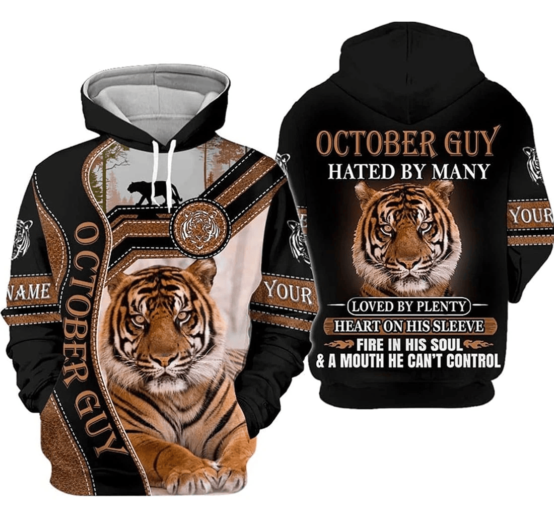Personalized Tiger October Guy Hated My Many Loved By Plenty Heart On His Sleeve Xl - 3D Printed Pullover Hoodie