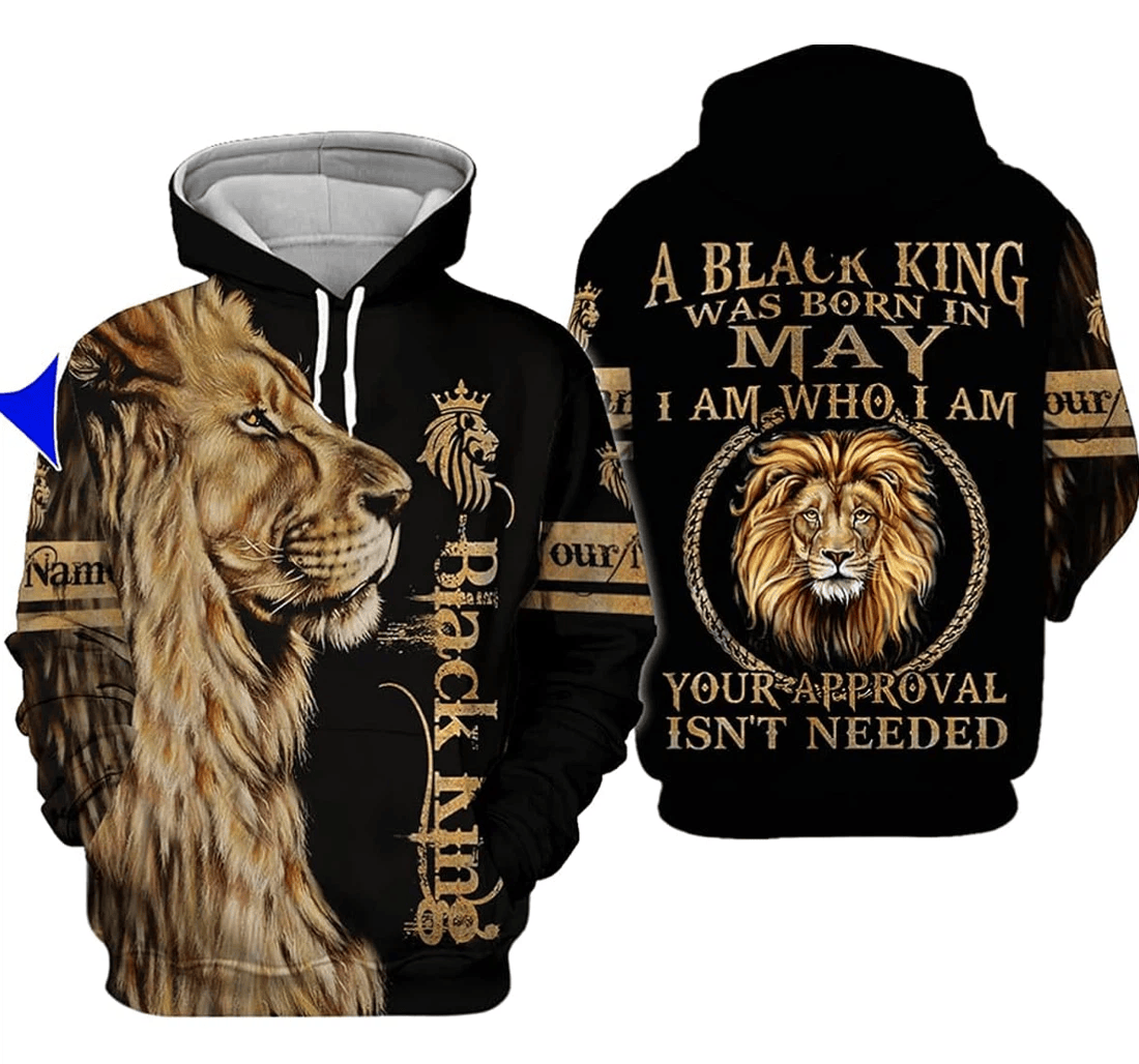 Personalized Lion A King Was Born In May I Am Who I Am Xl - 3D Printed Pullover Hoodie