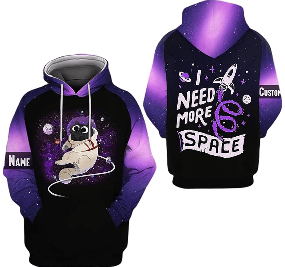 Personalized Astrocat Vs Universe Cat Lover - 3D Printed Pullover Hoodie