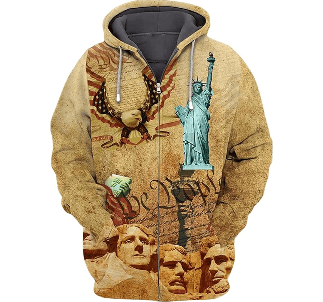 Personalized Independence Day President Statue Us Patriot - 3D Printed Pullover Hoodie