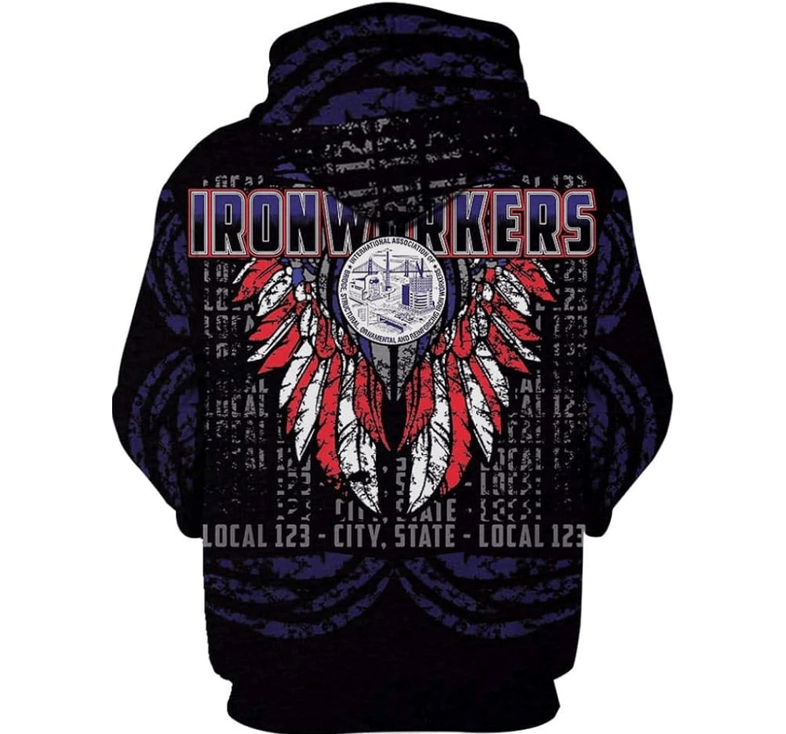 Personalized Ironworkers Swing Custom Up Jackets - 3D Printed Pullover Hoodie